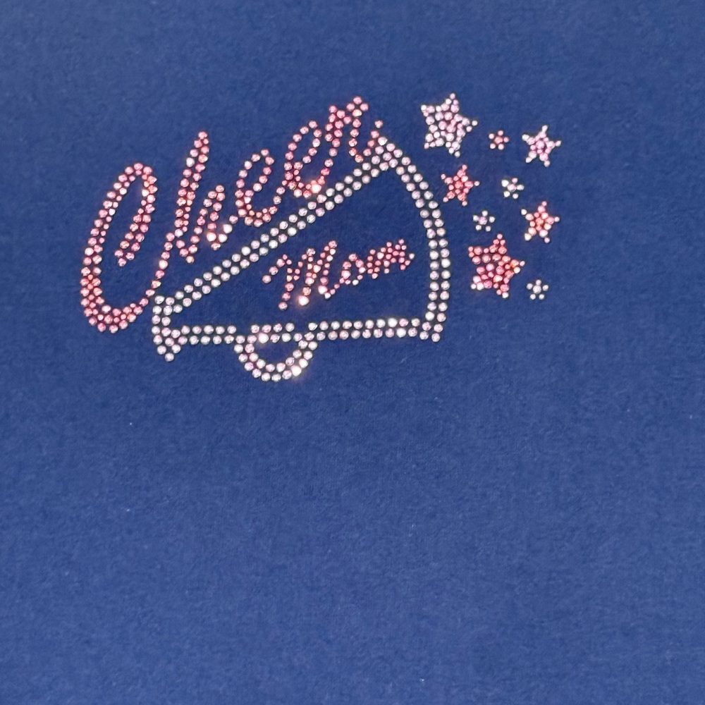Blue Cheer Mom T-Shirt with Rhinestone Stars
